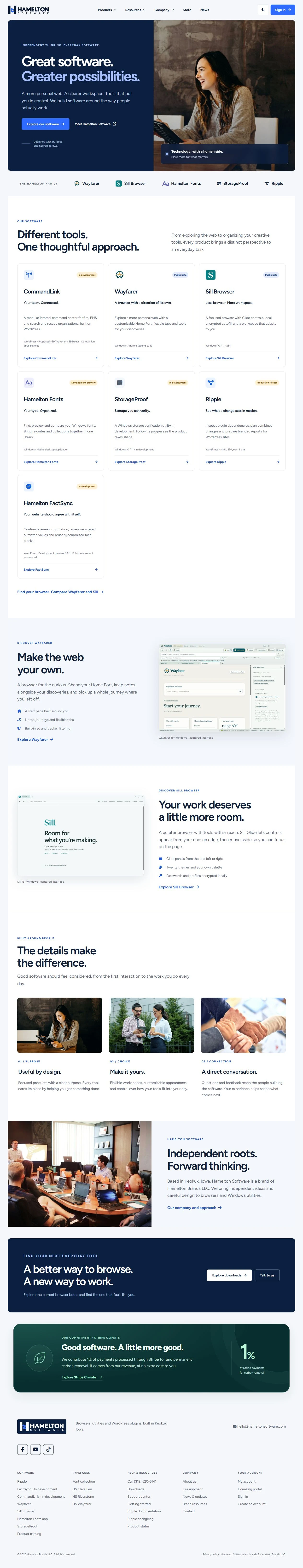 Captured Hamelton Software homepage
